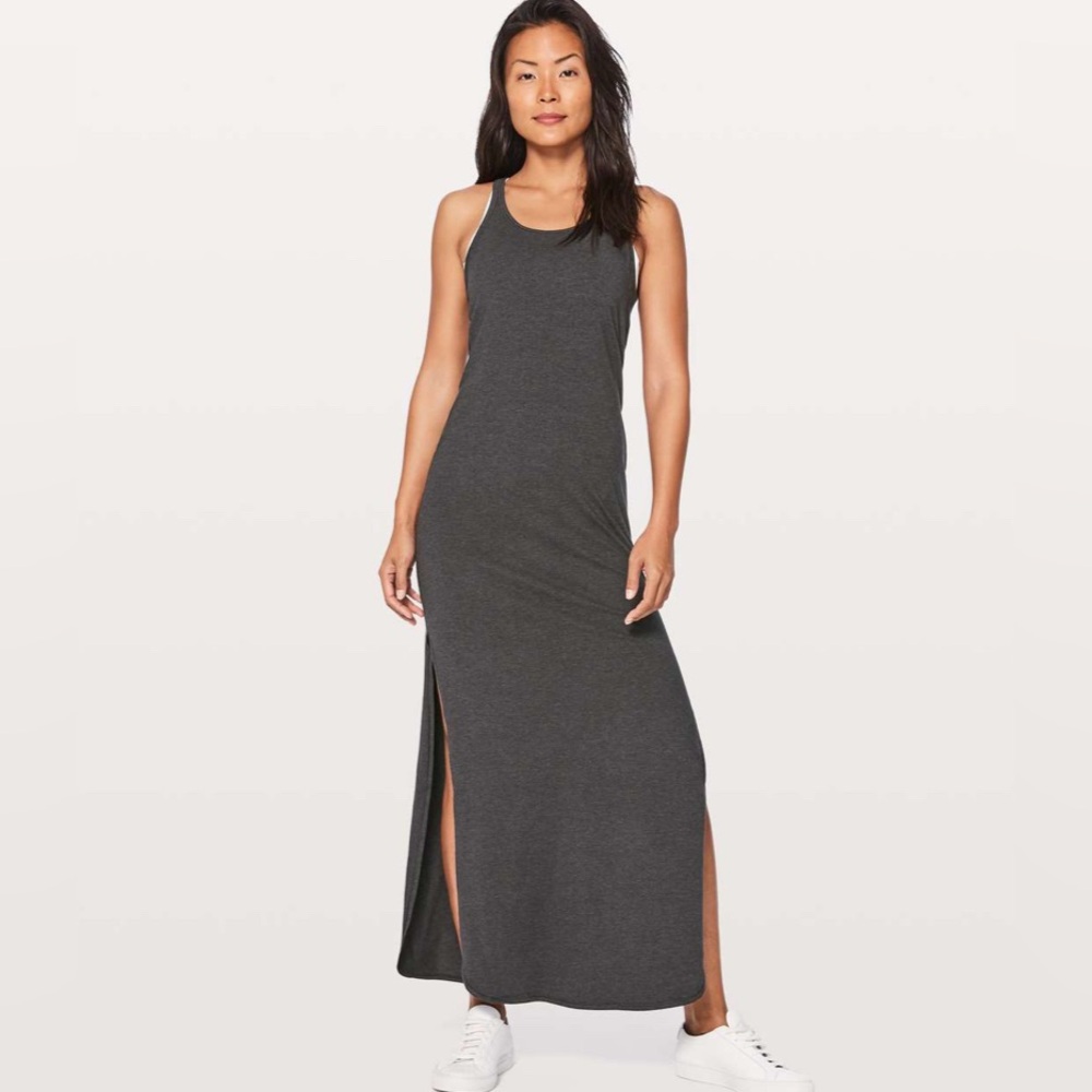 Lululemon Refresh Maxi Dress size 6 heathered black